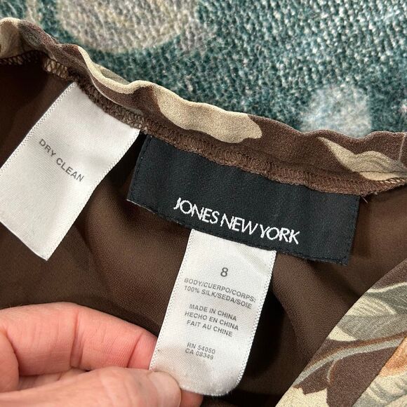 Vintage Silk Maxi A-Line Skirt Womens Sz 8 Brown cream Floral Lined Midi Flowy - Picture 2 of 16